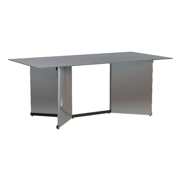 Pemberly Row 76-inch Rectangular Mirrored Metal Dining Table in Mirror