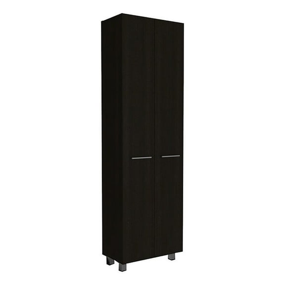 Pemberly Row 78" Modern Engineered Wood Pantry Cabinet in Black