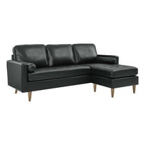 Pemberly Row 78" Modern Style Leather Apartment Sectional Sofa in Black