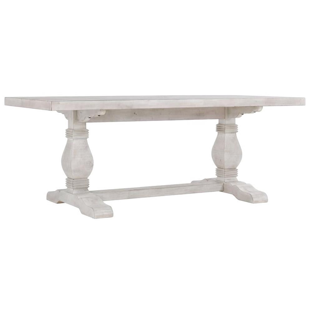 Pemberly Row 78" Reclaimed Solid Pine Wood Dining Table in Nordic Ivory ...