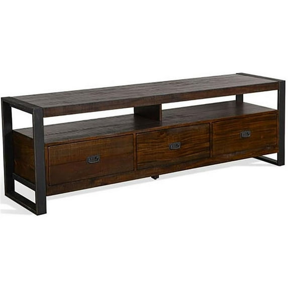 Pemberly Row 78" Transitional Wood TV Console in Tobacco Leaf