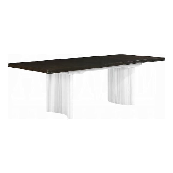 Pemberly Row 78 to 96 Inch Extendable Dining Table Double Pedestal Brown White