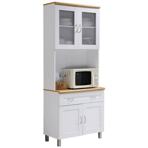 Pemberly Row 79" x 32" x 17" Kitchen Cabinet with Open Storage and Drawer, White