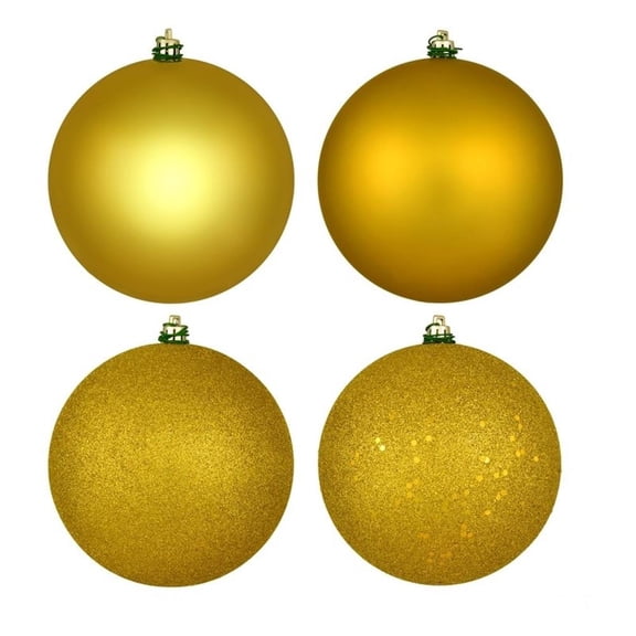 Pemberly Row 8" 4-Finish Ball Ornament Assortment in Medallion Gold (Set of 4)