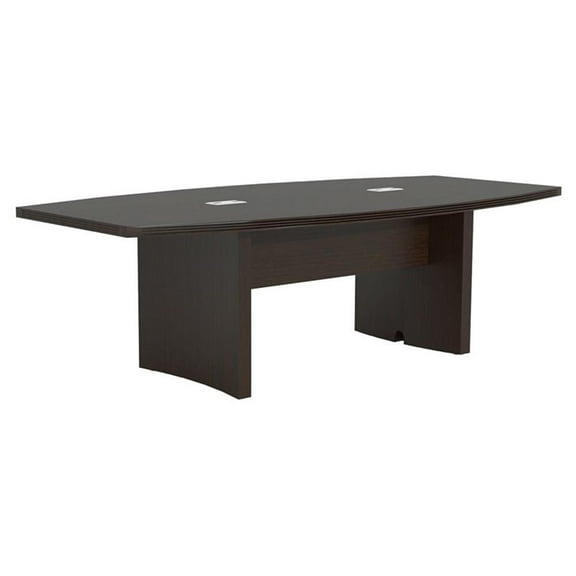 Pemberly Row 8' Boat Shaped Conference Table with Slab Base in Mocha