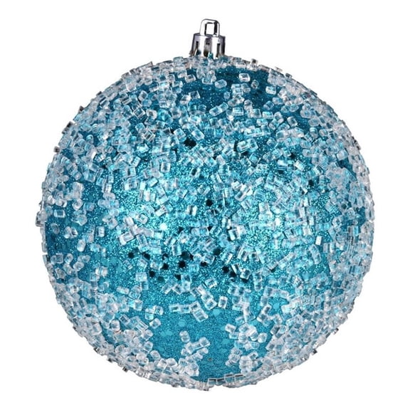 Pemberly Row 8" Contemporary Plastic Hail Ball Ornament in Glitter Turquoise