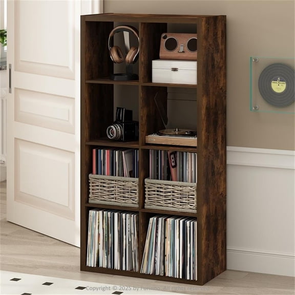 Pemberly Row 8-Cube Media Storage Organizer Engineered Wood Amber Pine