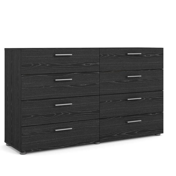Pemberly Row 8 Drawer Double Dresser in Black Woodgrain