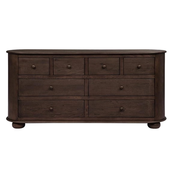 Pemberly Row 8-Drawer Solid Oak Dresser in Appalachian Brown