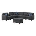 thumbnail image 1 of Pemberly Row 8-Piece Fabric Upholstered Sectional w/ Console & Ottoman-Dark Gray, 1 of 12