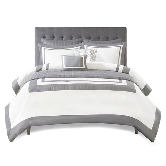 Pemberly Row 8-Piece Polyester Microfiber Comforter Set in Gray