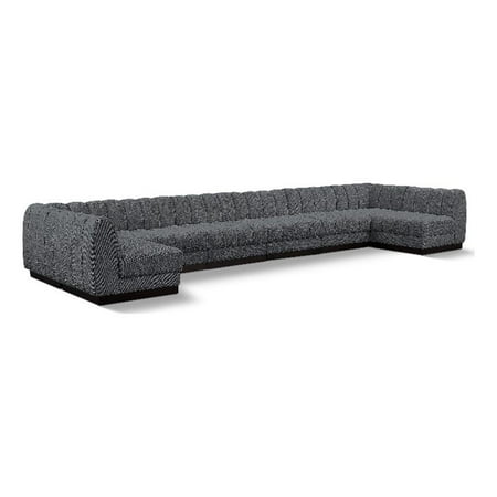 Pemberly Row 8-Piece U-Shaped Contemporary Fabric Modular Sectional in Dark Gray
