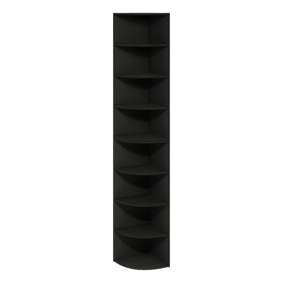 Pemberly Row 8-Tier Corner Shelf Bookcase in Bookshelf in Espresso