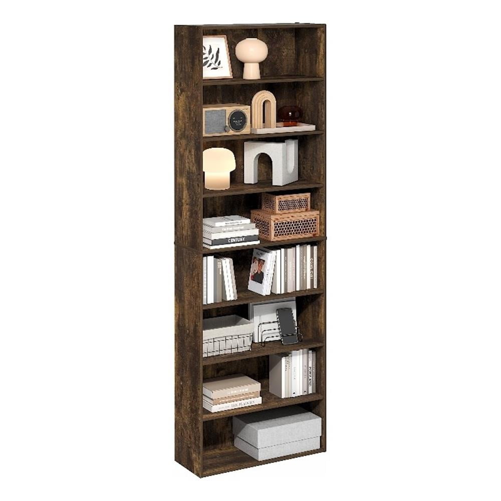 Pemberly Row 8-Tier Open Shelf Bookcase 12x24x71-inches in Amber Pine ...