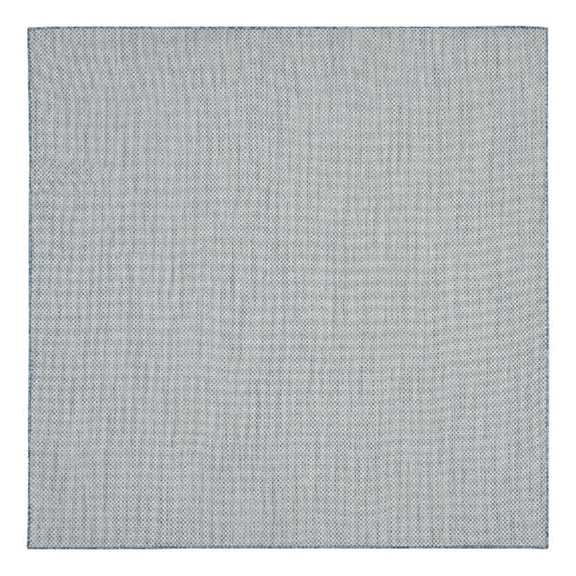 Pemberly Row 8' x Square Ivory Aqua Fabric Modern Area Rug (8' Square)