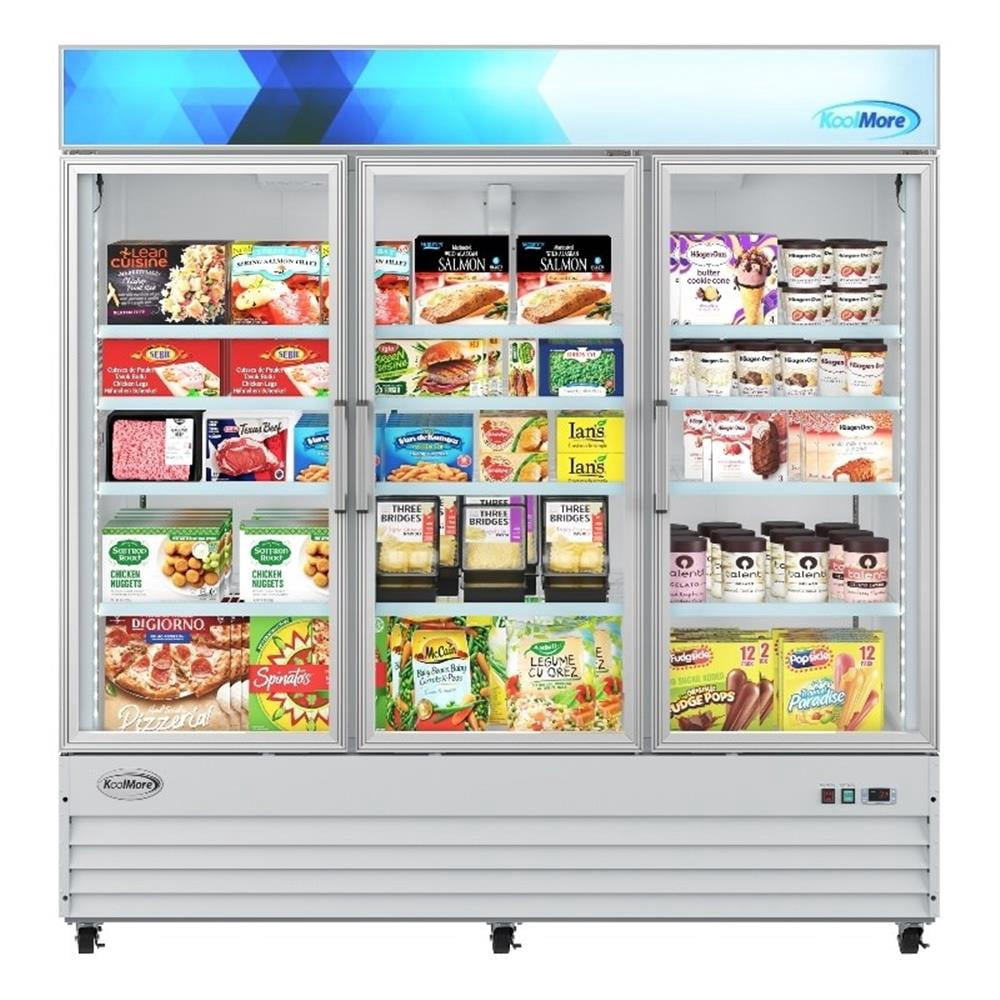 Pemberly Row 80" 3-Door Display Merchandiser Freezer 52 cu. ft. in White