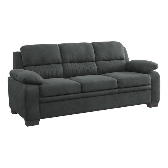 Pemberly Row 80 Inch Sofa in Dark Gray Polyester Foam Cushioned Solid Wood