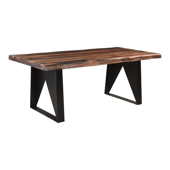 Pemberly Row 80" Live Edge Solid Wood Dining Table in Dark Brown/Black