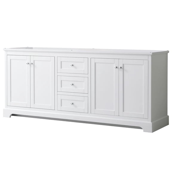 Pemberly Row 80" Wood Double Bathroom Vanity in Chrome/White