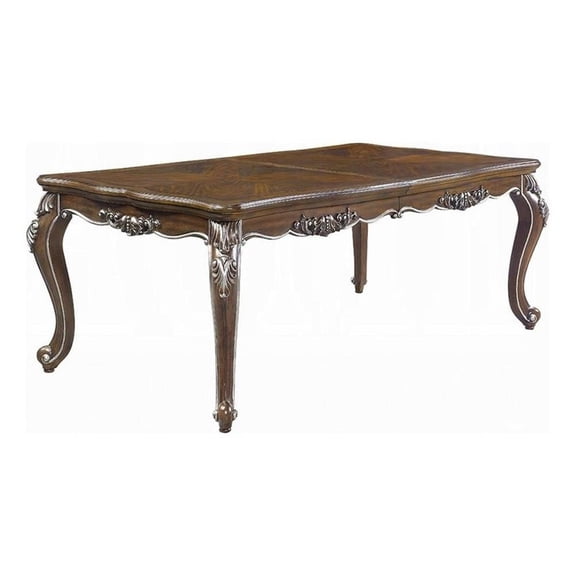 Pemberly Row 80 to 96 Inch Extending Dining Table Silver Carved Antique Oak