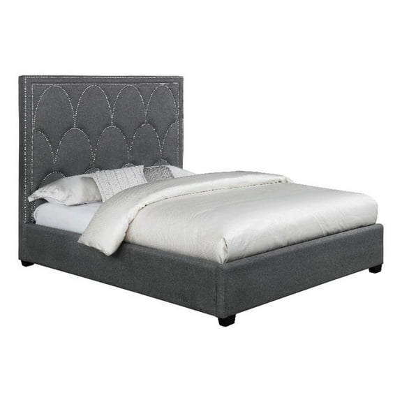 Pemberly Row 81.5" x 87.75" Fabric Upholstered Eastern King Bed in Charcoal