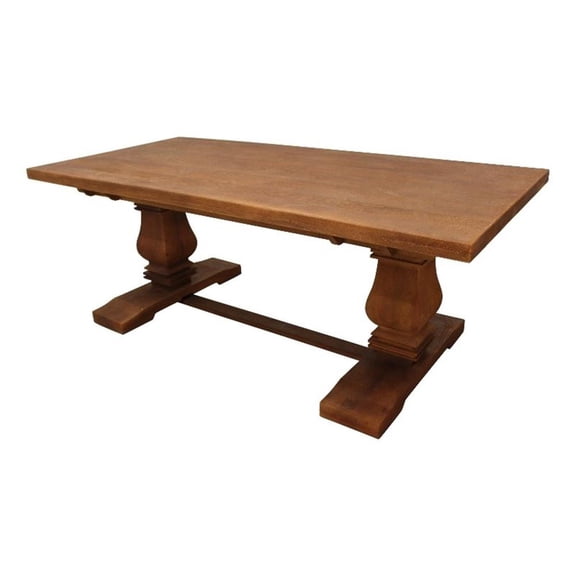 Pemberly Row 81x39 Solid Mango Wood Rectangle Dining Table in Distressed Brown