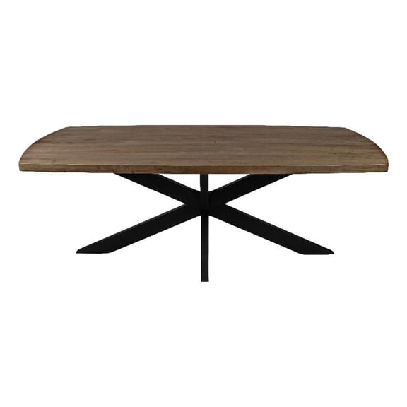Pemberly Row 82" Mango Wood Dining Table on Cast Iron Pedestal in Natural
