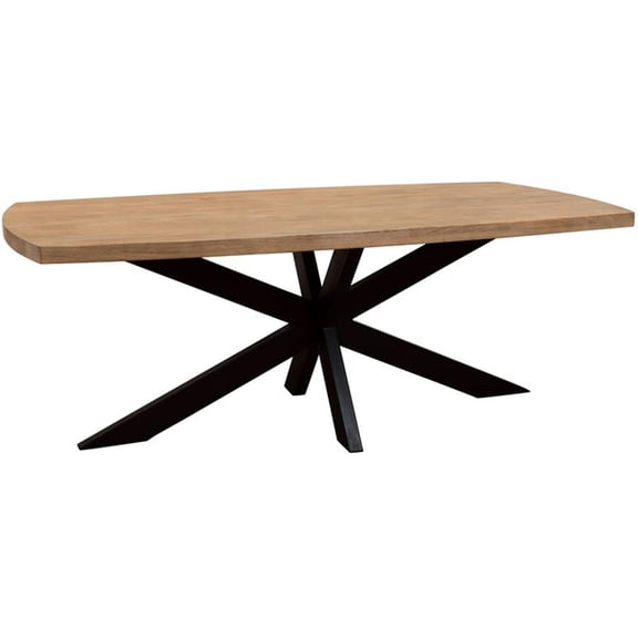 Pemberly Row 82" Solid Mango Wood Dining Table with Iron Base in Natural