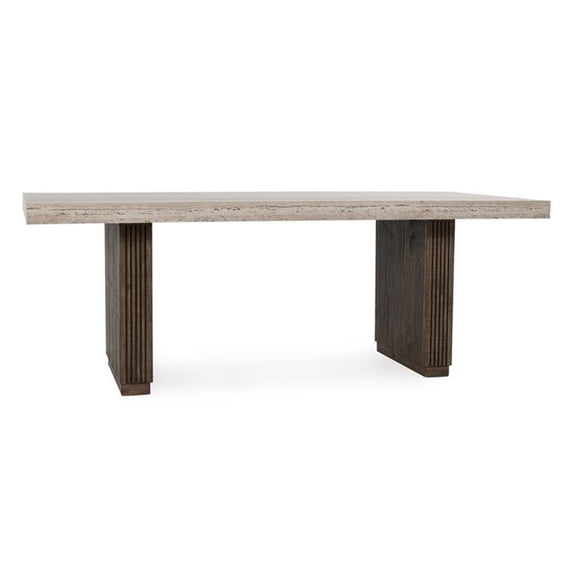 Pemberly Row 82" Travertine Laminate Dining Table Brown with Wood Legs