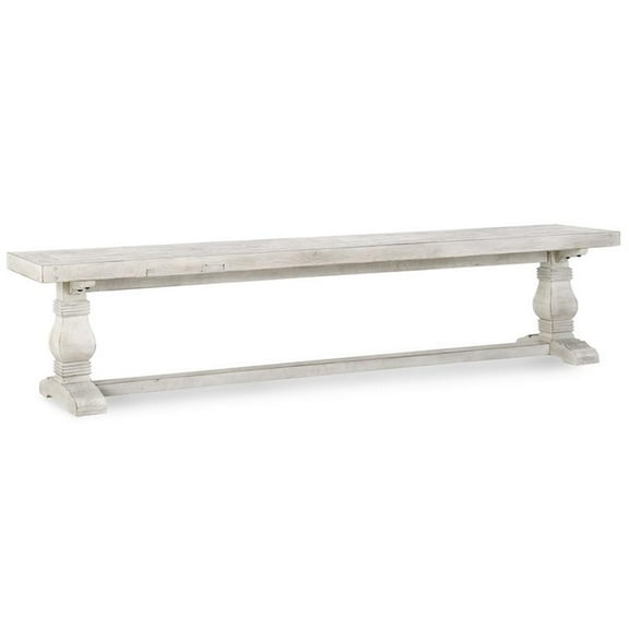 Pemberly Row 83" Solid Pine Wood Bench in Nordic Ivory Finish