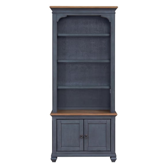 Pemberly Row 84" Farmhouse Bookcase with Storage Doors in Blue