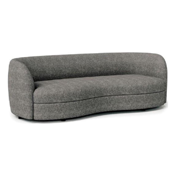 Pemberly Row 84 Inch Sofa Charcoal Gray Boucle Smooth Curved Kidney Shape