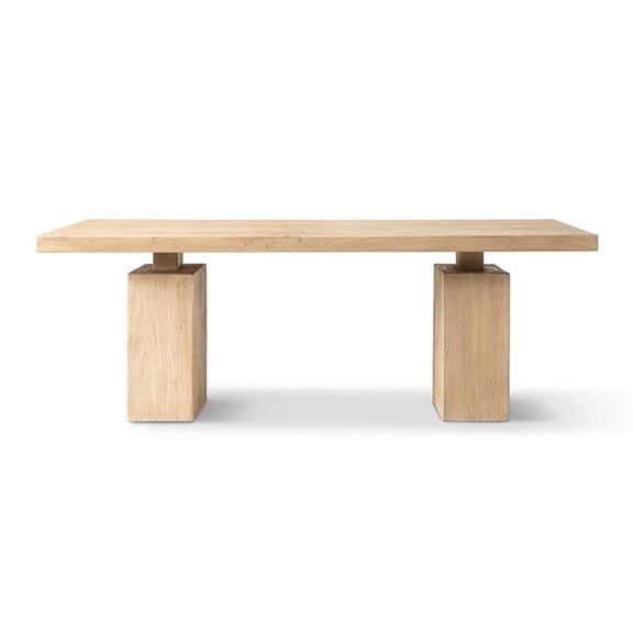 Pemberly Row 85" Reclaimed Elm Plinth 8-Person Dining Table in Natural Brown