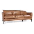 thumbnail image 1 of Pemberly Row 85" Transitional Buffalo Leather Sofa in Tan Finish, 1 of 7