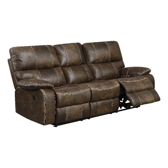 Pemberly Row 86" Power Reclining Sofa with USB Charging in Brown Microsuede
