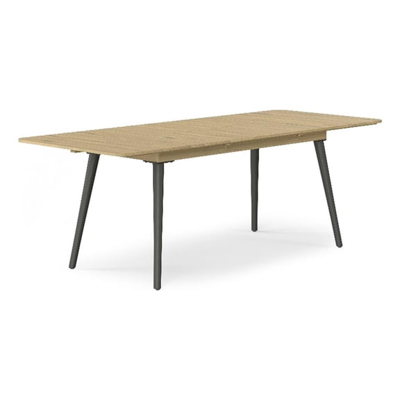 Pemberly Row 87" Acacia Wood Outdoor Extendable Dining Table in Light Teak