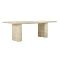 thumbnail image 1 of Pemberly Row 87" Travertine Beige Stripped Stone Outdoor Dining Table, 1 of 7