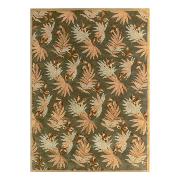 Pemberly Row 8x11 Hand-Knotted New Zealand Wool Area Rug in Green