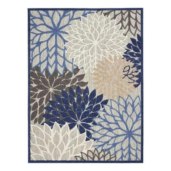Pemberly Row 9'6" x 13' Fabric Indoor/Outdoor Rug in Blue/Multi-Color