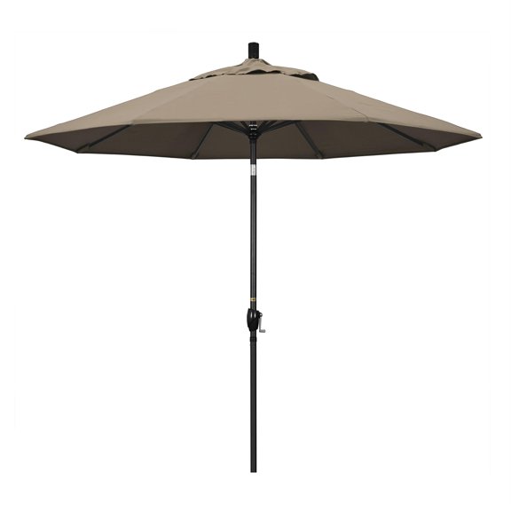 Pemberly Row 9' Black Patio Umbrella in Pacifica Taupe