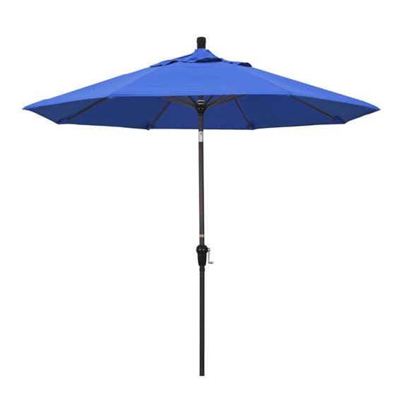 Pemberly Row 9' Bronze Patio Umbrella in Olefin Royal Blue