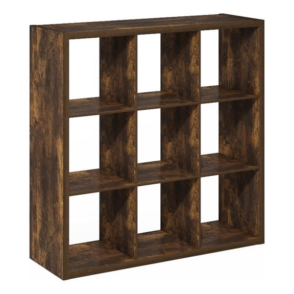 Pemberly Row 9-Cube Storage Organizer in Amber Pine Finish