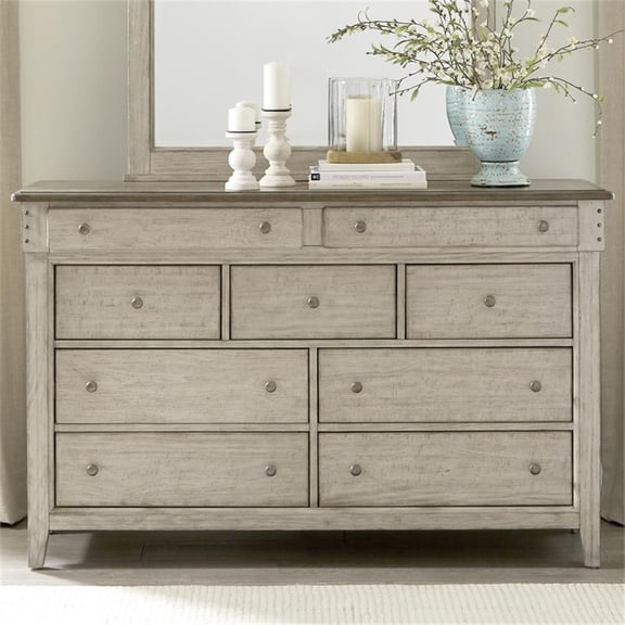 Pemberly Row 9 Drawer Dresser with Cedar Lined Drawers in Weathered Linen