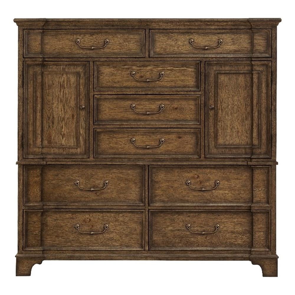 Pemberly Row 9-Drawer Wood Master Chest with Cabinets in Brown ...