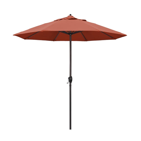 Pemberly Row 9' Olefin Tilt Crank Lift Patio Umbrella in Terracotta
