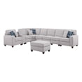 thumbnail image 1 of Pemberly Row 9-Pcs Fabric Upholstered Sectional w/ Console & Ottoman-Light Gray, 1 of 14