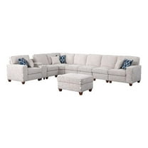 Pemberly Row 9-Piece Fabric Upholstered Sectional With Console & Ottoman-Beige