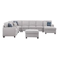 thumbnail image 1 of Pemberly Row 9-Piece Fabric Upholstered Sectional w/ Chaise & Console-Light Gray, 1 of 10