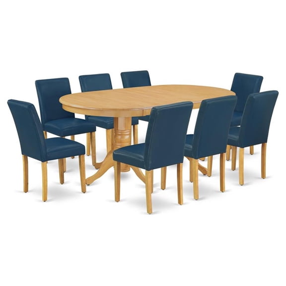 Pemberly Row 9-Piece Oval Wood Dining Set in Oak and Oasis