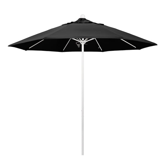 Pemberly Row 9' White Market Umbrella in Olefin Black